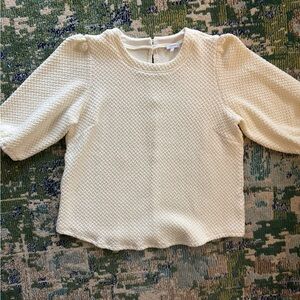 Cream short sleeve puff sweater